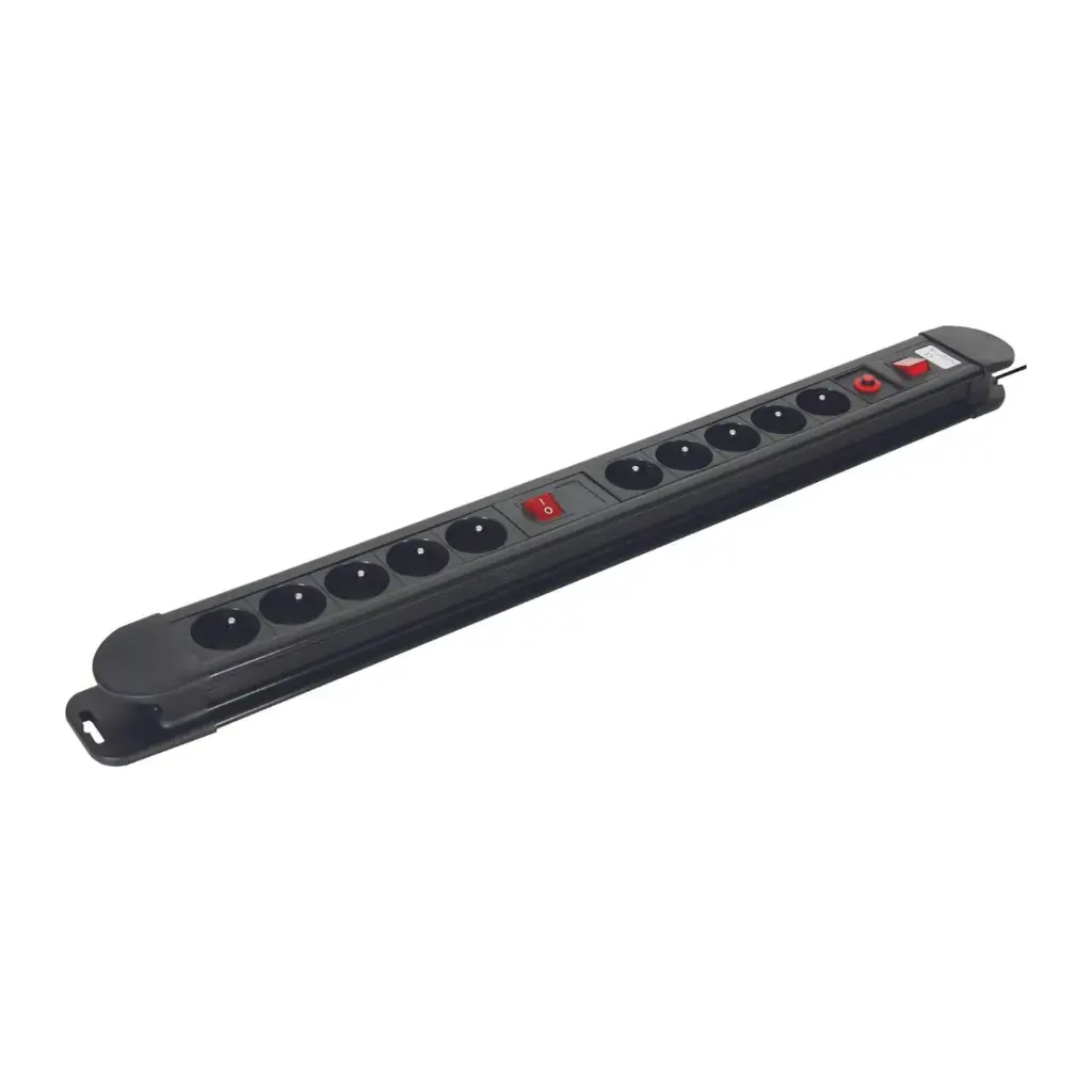 [48652] Power strip | 10x16A Surge protection 1.5m | Black